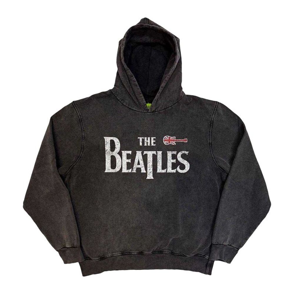 The Beatles Unisex Adult Guitar Stone Wash Hoodie / Charcoal Grey